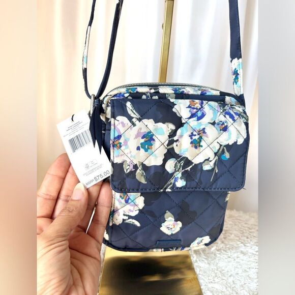 Floral Vera Bradley Crossbody Bag in Navy Blue NWT - Picture 6 of 13